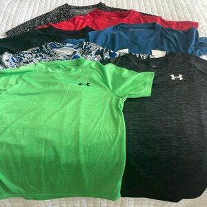 7 boys Large Under Armour shirts, 2 shorts